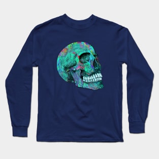 Smiling Turquoise Painters Skull Long Sleeve T-Shirt